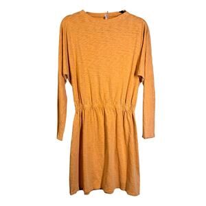 HELLO NITE Dress Small Dolman Sleeve Elastic Waist Mini Skirt Slub Cotton Casual